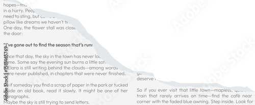 Ripped white newspaper. Torn pieces of magazine realistic texture for journal, collage, banner, poster, 90s design	