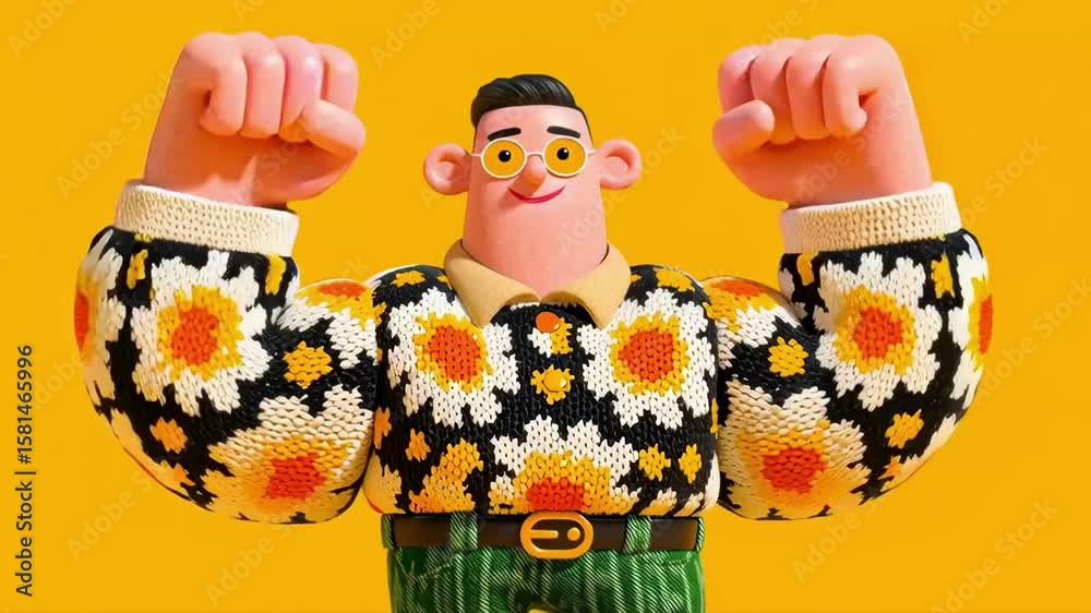 (Loop) Happy Man with Flower Arms
