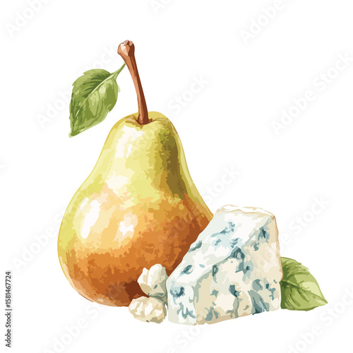 Pear and a piece of blue cheese
