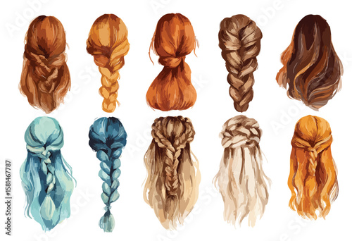 Drawing collection different woman's hairstyles