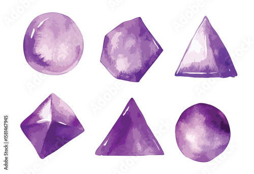 Set of six purple shapes