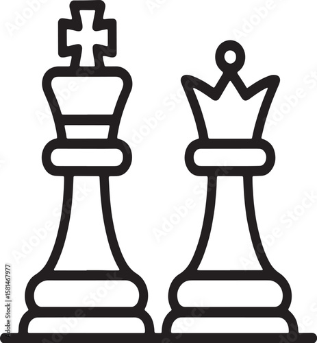 Chess king and queen pieces game strategy