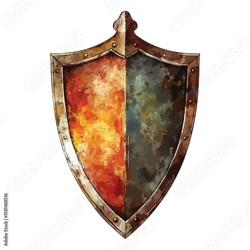 golden shield isolated on white