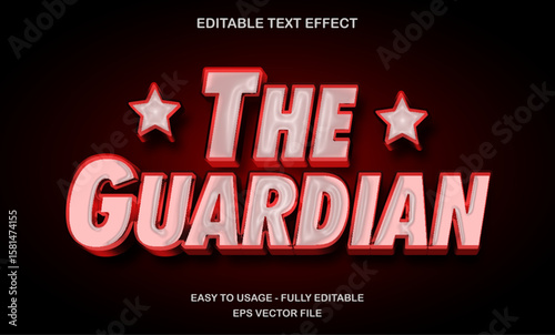 Editable text effect in bold red color with star accent and heroic design