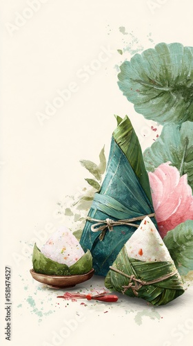 A poster with Chinese writing and a picture of a plant