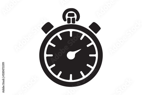 Fast time stop watch icon on white background