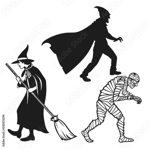 Halloween silhouette graphic design element isolated on white background