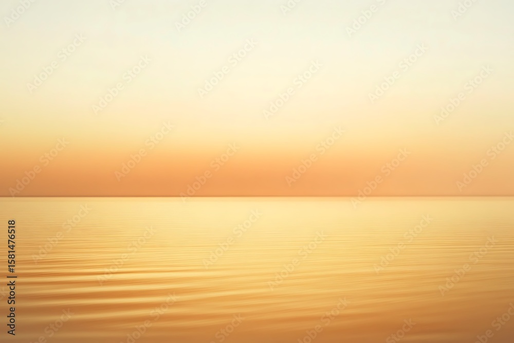Obraz premium Tranquil landscape featuring a lake shrouded in soft, golden mist at sunrise, creating a serene and peaceful atmosphere