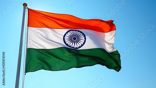 Majestic Indian Flag Under a Clear Sky