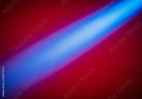 Abstract Background Featuring A Soft Diagonal Beam Of Blue Light Shining Across A Dark Red Textured Surface, Technology Background, Presentation Slide, Stage Lighting