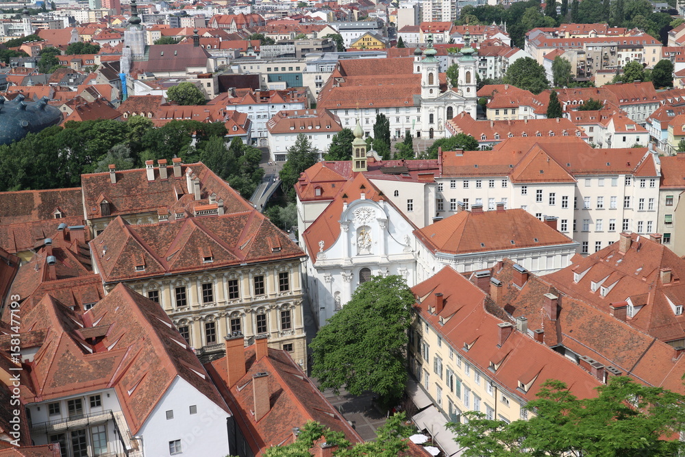 Obraz premium グラーツ旧市街の展望