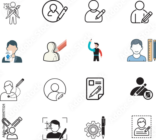 Edit Profile, Personalization Icon, User Update, Avatar Modify, Account Customization – Vector Icon Set for Apps & UI Dashboards