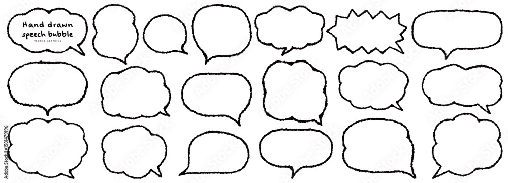 Fototapeta premium フリーハンドのゆるかわ吹き出し集