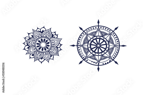 Vector compass rose with nautical direction symbols for travel and navigation
