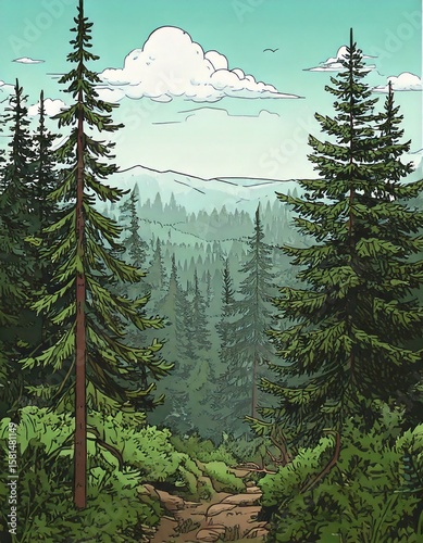 mountain landscape with trees