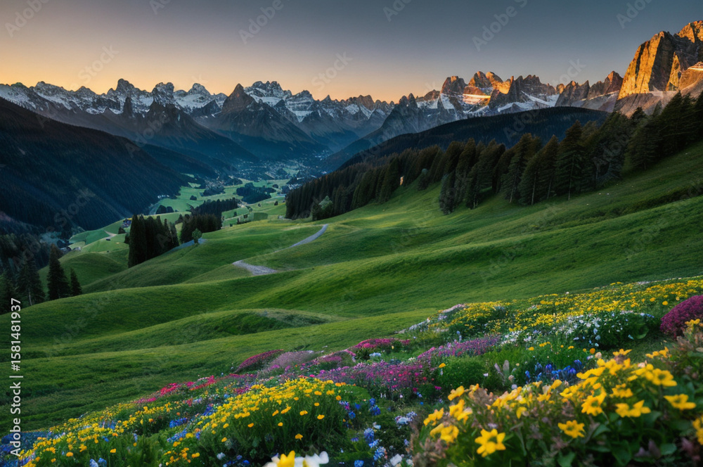 Fototapeta premium Alpine ridge in in summer
