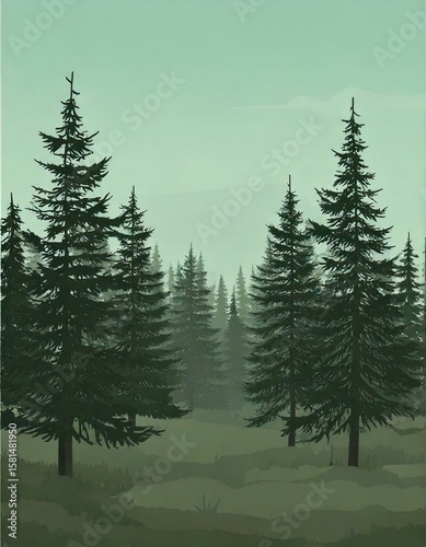 pine forest in winter