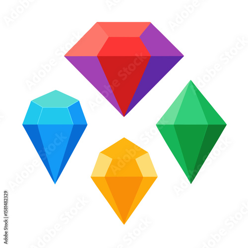 3D Colorful Gemstone and Jewel Icons