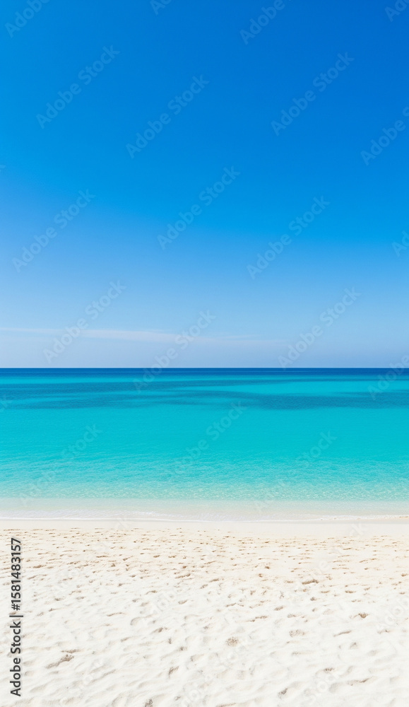 Fototapeta premium Minimalist beach view with blue ocean gradient and smooth shoreline