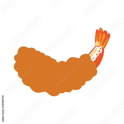 A crispy and golden tempura shrimp, isolated on white background, showcases the deliciousness of japanese cuisine