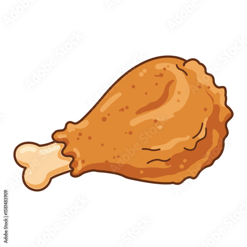 A goldenbrown fried chicken leg, isolated on white background, presents a tempting and savory culinary delight