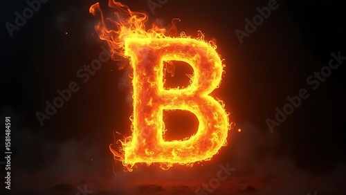 Fiery Letter B: Inferno Alphabet