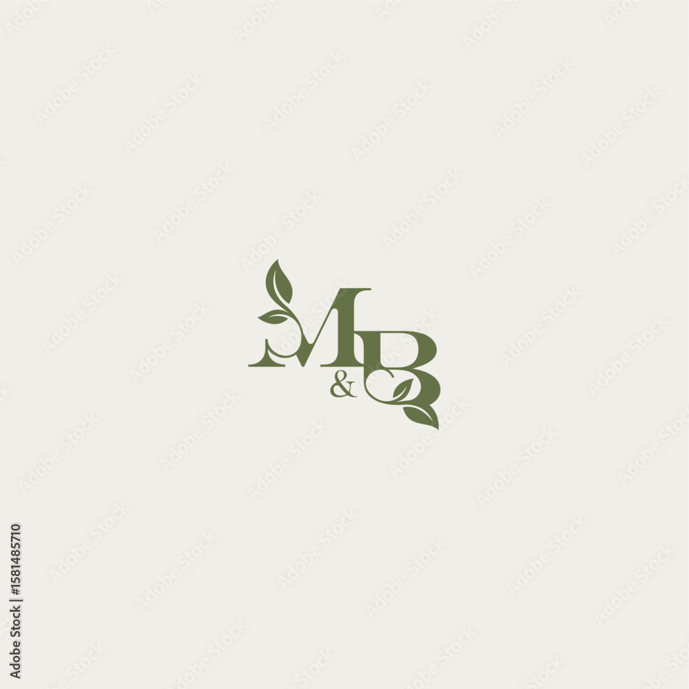 bold initial concept luxury wedding monogram design MB organic leaf logo letter bold initial concept luxury wedding monogram design MB organic leaf logo letter