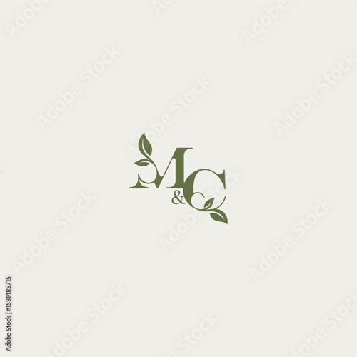 bold initial concept luxury wedding monogram design MC organic leaf logo letter