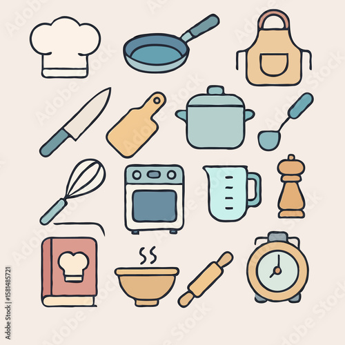 vector icons representing a chef theme