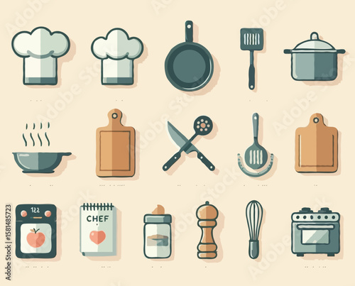vector icons representing a chef theme