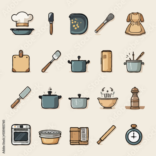 vector icons representing a chef theme