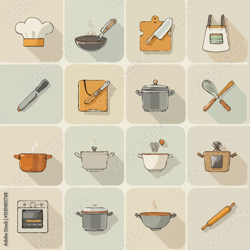 vector icons representing a chef theme