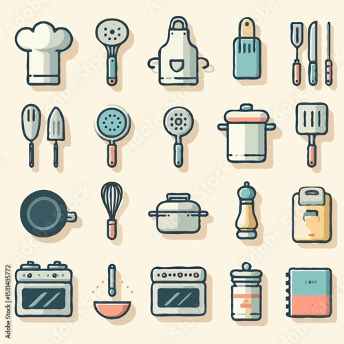 vector icons representing a chef theme