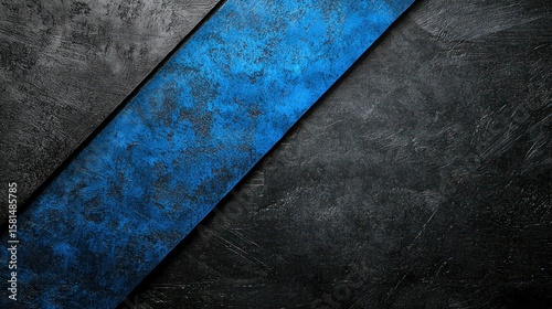 A black and blue diagonal stripe on a dark, textured background.