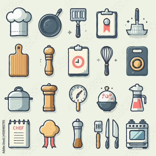 vector icons representing a chef theme
