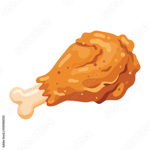 A fried chicken leg with bone, isolated on white background, is a classic and tasty comfort food