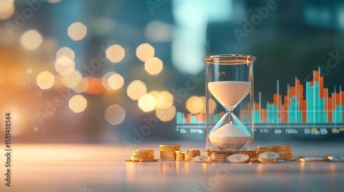 Investment strategies financial markets business concept urban environment close-up view time management and wealth