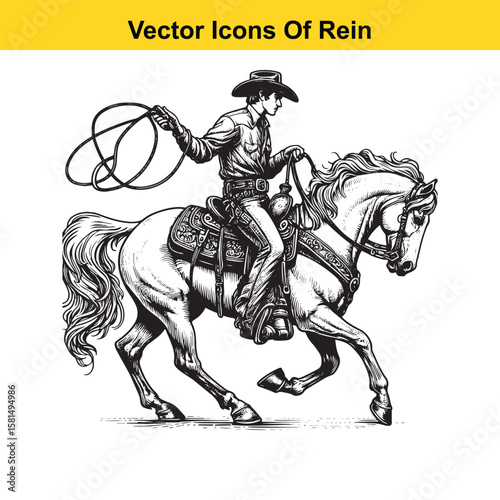 Western Horse Reins – Traditional Cowboy Riding Gear, Symbol of Control and Heritage