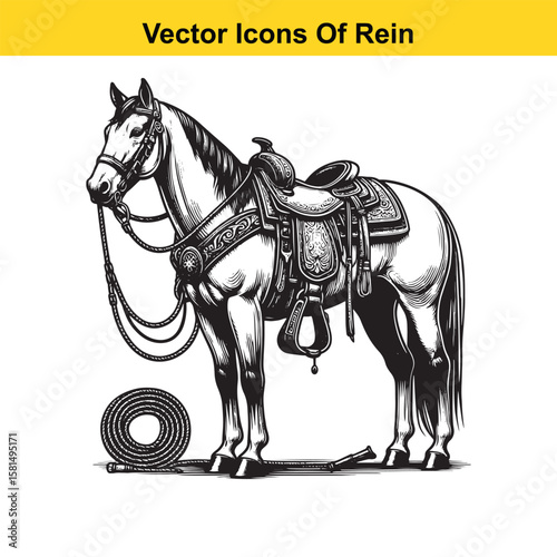 Western Horse Reins – Traditional Cowboy Riding Gear, Symbol of Control and Heritage