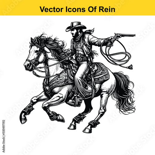 Western Horse Reins – Traditional Cowboy Riding Gear, Symbol of Control and Heritage