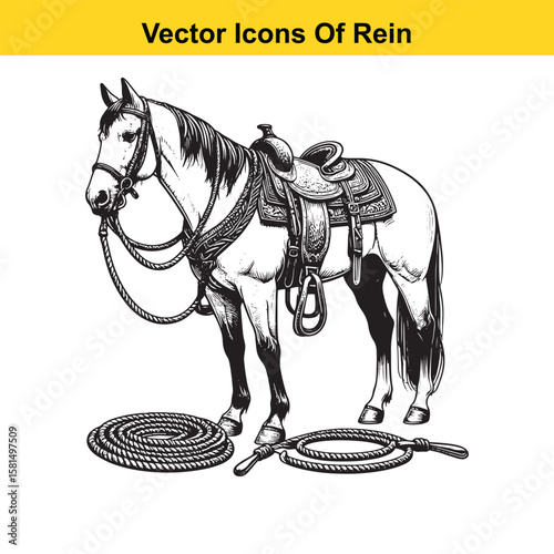 Western Horse Reins – Traditional Cowboy Riding Gear, Symbol of Control and Heritage