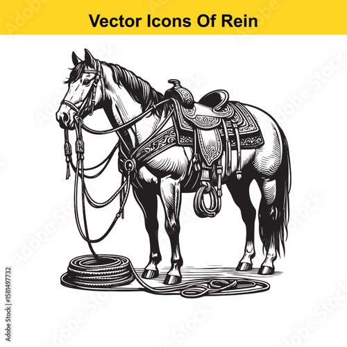 Western Horse Reins – Traditional Cowboy Riding Gear, Symbol of Control and Heritage