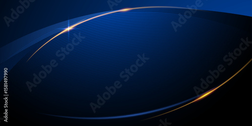 Vector abstract, blue black color background, luxury wave gold line pattern, Illustration modern graphic design for invite, premium, Vip template, business banner or futuristic technology background