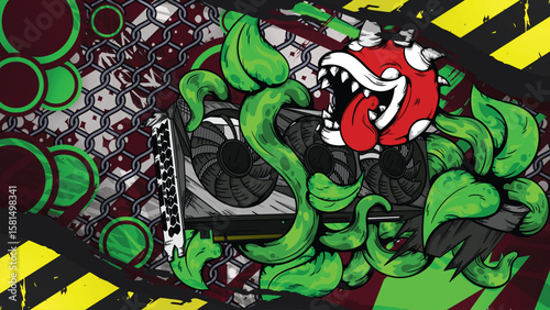 Monster GPU Graffiti Style Vector Background