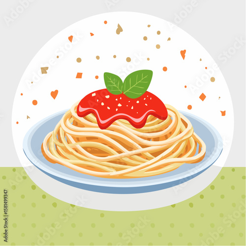 トマトソーススパゲッティのシンプルベクター