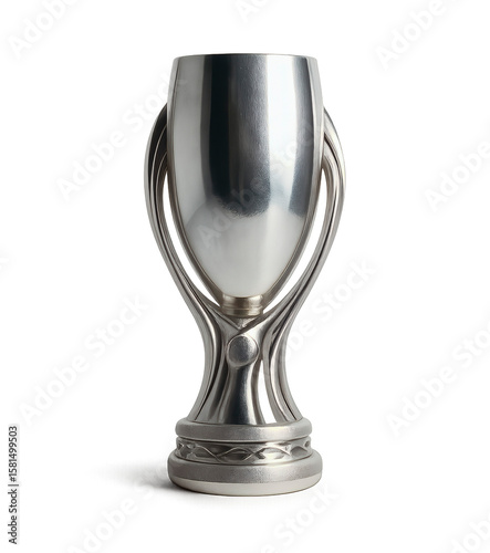 High-quality 3D render of the UEFA Super Cup trophy with realistic metallic texture, isolated on transparent background, perfect for sports design and football-related visuals