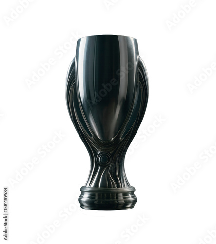 High-quality 3D render of the UEFA Super Cup trophy with realistic metallic texture, isolated on transparent background, perfect for sports design and football-related visuals