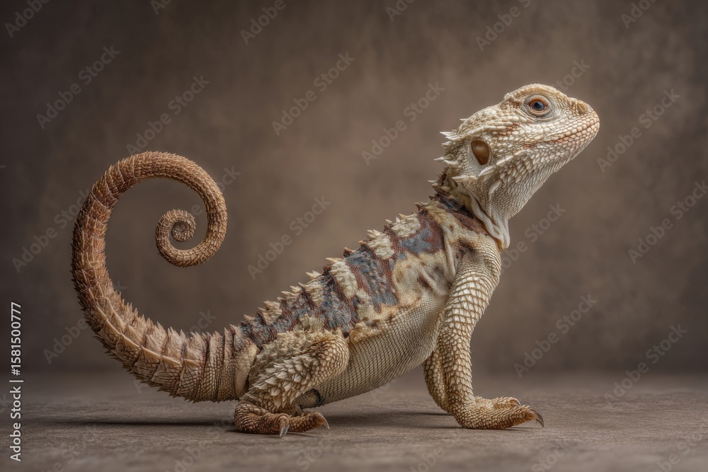Fototapeta premium Curious Bearded Dragon with Unique Tail and Textured Skin