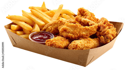 Crispy golden-brown fried chicken pieces seasoned with Southern spices on a white background ready to be served