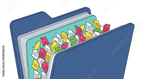 Overloaded Blue File Folder with Documents